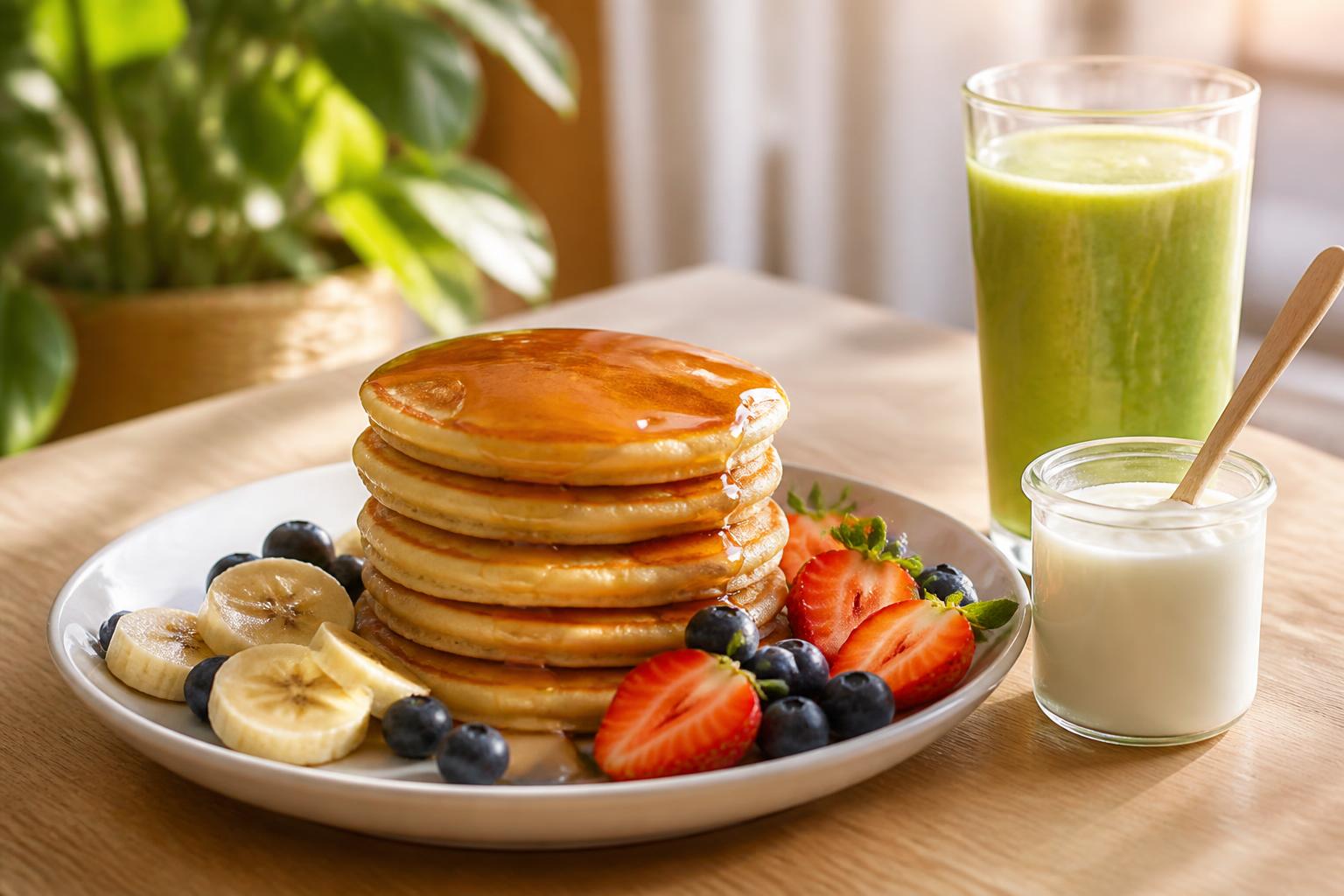 savourez des pancakes protéinées à la whey, idéales pour un petit-déjeuner sain et énergisant qui booste votre journée.